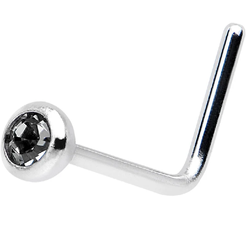 Fashionable Nose Rings -20 Gauge Black L-Shaped Nose Ring Created with Crystals