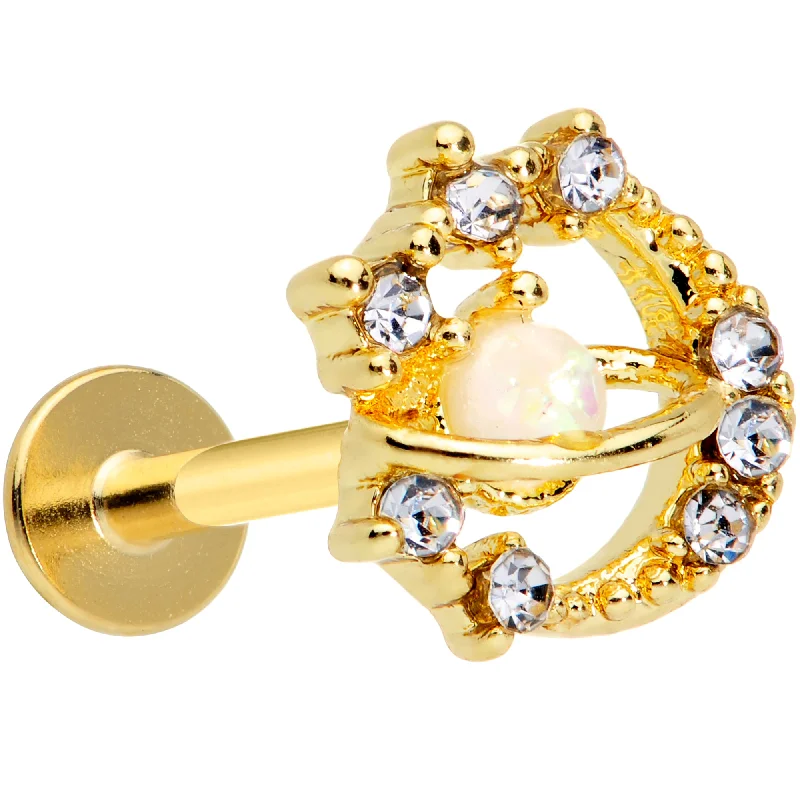 Classic Silver Lip Rings for Simple Appeal16 Gauge 5/16 Clear Gem Gold Tone White Faux Opal Moon Labret Tragus Classic Silver Lip Rings for Simple Appeal16 Gauge 5/16 Clear Gem Gold Tone White Faux Opal Moon Labret Tragus