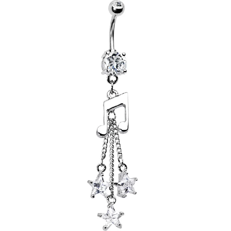 Belly Rings with Beautiful Designs for Trendy Looks -Clear CZ Music Note Star Dangle Belly Ring Belly Rings with Beautiful Designs for Trendy Looks -Clear CZ Music Note Star Dangle Belly Ring