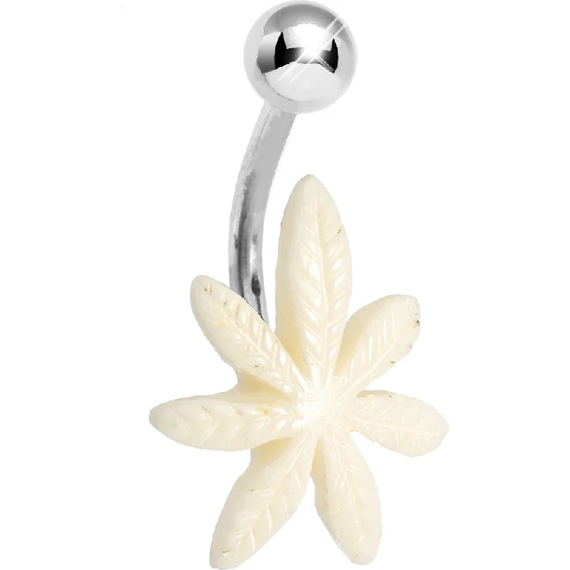 Stunning Belly Rings for Bold Statements -White Pot Leaf Belly Ring