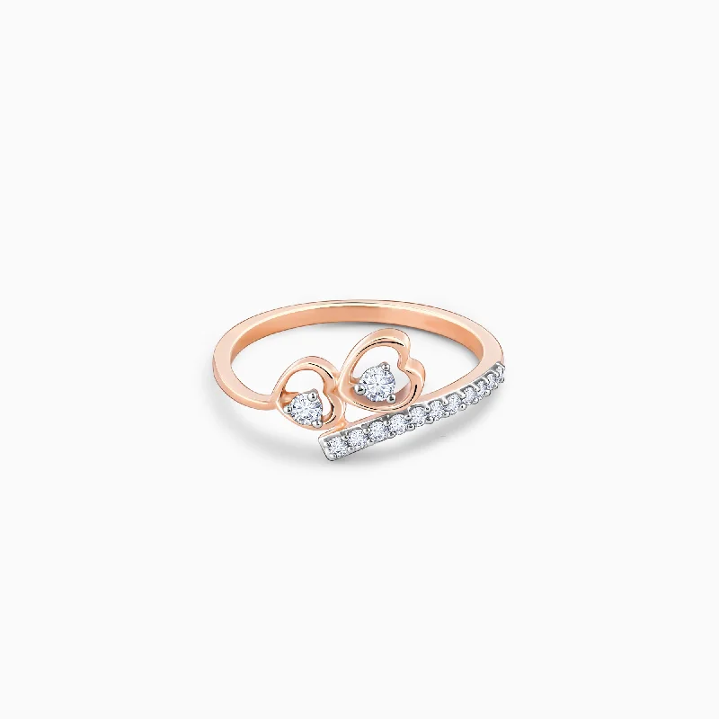 Chic Women's Rings for Fashion-Forward Looks-Rose Gold Connected Diamond Ring