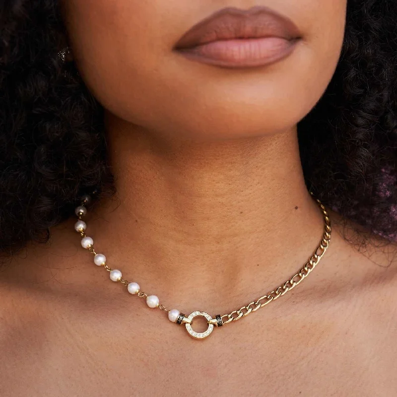 Shop Classic Women's  Necklaces & Pendants with a Modern Twist-Figaro Chain + Pearl Necklace
