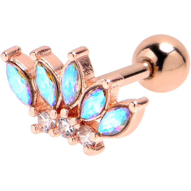 Women's Earrings – Elegant Designs for Every Personality--16 Gauge 1/4 Aurora Gem Rose Gold Tone Fashion Fan Cartilage Earring Women's Earrings – Elegant Designs for Every Personality--16 Gauge 1/4 Aurora Gem Rose Gold Tone Fashion Fan Cartilage Earring
