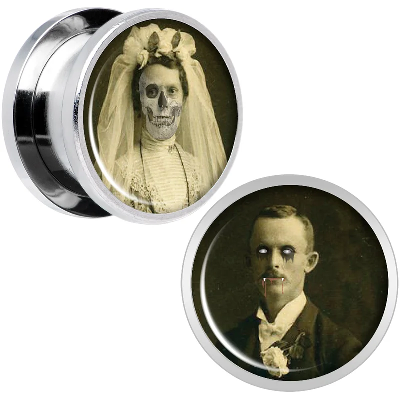 Women's Earrings – Elegant Designs for Every Personality--Undead Bride and Groom Halloween Plug Set 9/16 Women's Earrings – Elegant Designs for Every Personality--Undead Bride and Groom Halloween Plug Set 9/16
