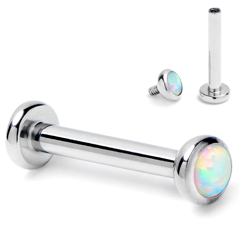 Lip Rings with Classic Appeal16 Gauge 5/16 White Synthetic Opal ASTM F-136 Implant Grade Titanium Internally Threaded Labret