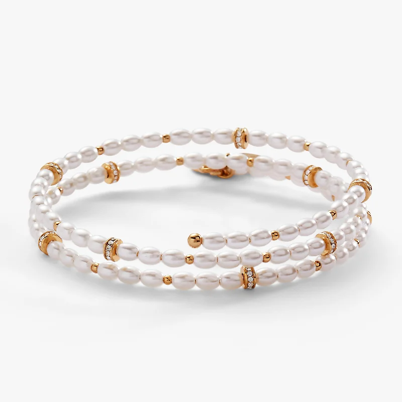 Adjustable Stone Bangles for Women-Pearl Wrap Bracelet