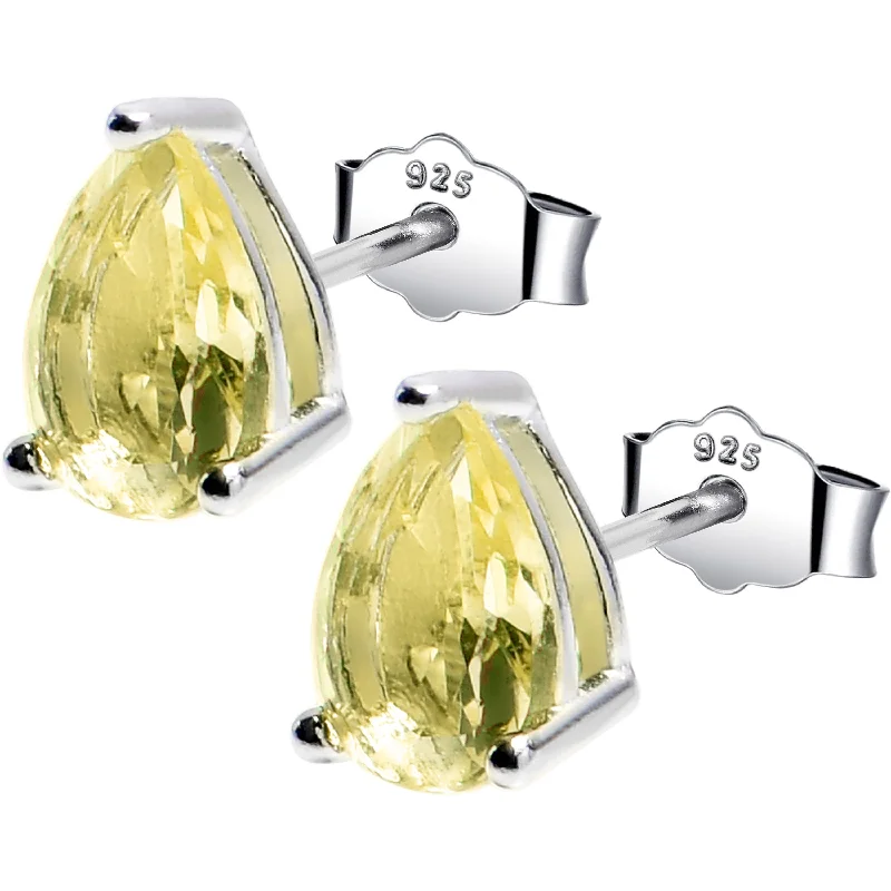 Women's Earrings – Elegant Designs for Every Personality--5mm CZ  Pear 925 Sterling Silver November Birthstone Stud Earrings