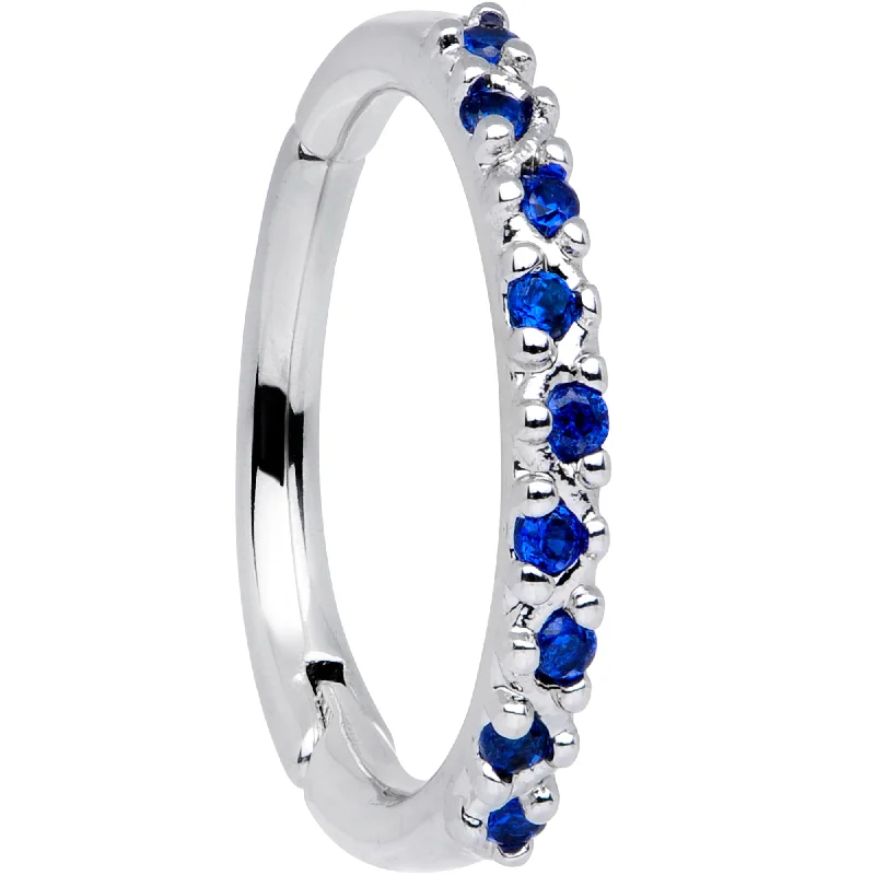 Women's Earrings – Elegant Designs for Every Personality--16 Gauge 3/8 Blue CZ Gem Zig Zag Hinged Segment Ring