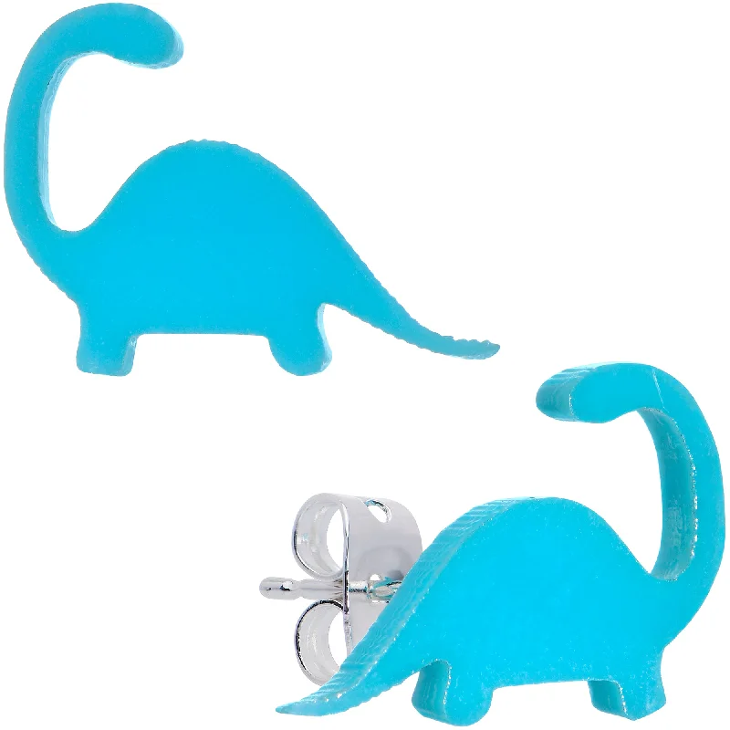 Women's Earrings – Elegant Designs for Every Personality--Blue Acrylic Brontosaurus Dinosaur Stud Earrings Women's Earrings – Elegant Designs for Every Personality--Blue Acrylic Brontosaurus Dinosaur Stud Earrings