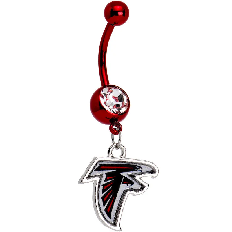Cute Belly Rings for Summer Style -Officially Licensed NFL Clear Gem Atlanta Falcons Dangle Belly Ring Cute Belly Rings for Summer Style -Officially Licensed NFL Clear Gem Atlanta Falcons Dangle Belly Ring