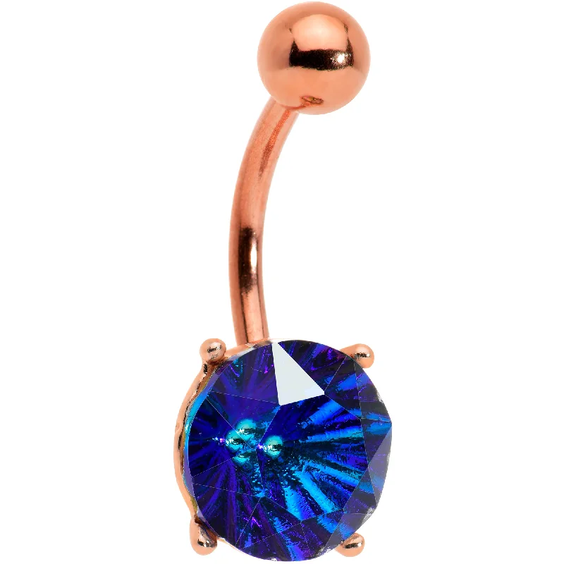 Stylish Belly Rings with Elegant Features -Blue Gem Rose Gold Tone Simply Elegant Style Belly Ring Stylish Belly Rings with Elegant Features -Blue Gem Rose Gold Tone Simply Elegant Style Belly Ring