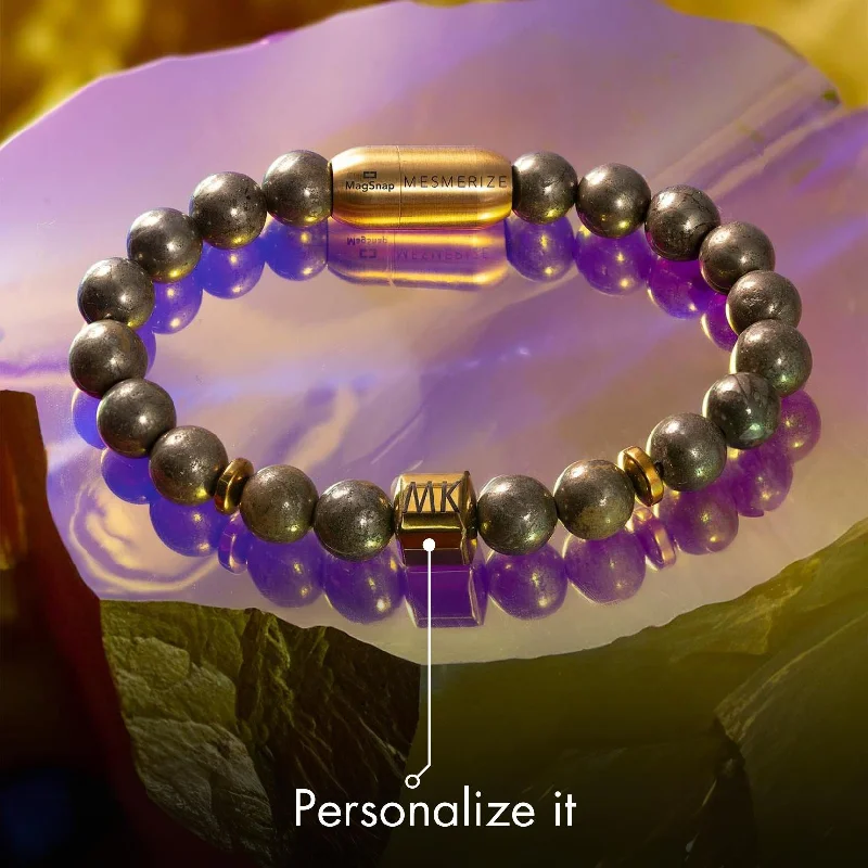 Classic Braided Leather Bracelets for Men-Personalised Money Magnet Pyrite Natural Stone Bracelet With Magsnap2 Classic Braided Leather Bracelets for Men-Personalised Money Magnet Pyrite Natural Stone Bracelet With Magsnap2