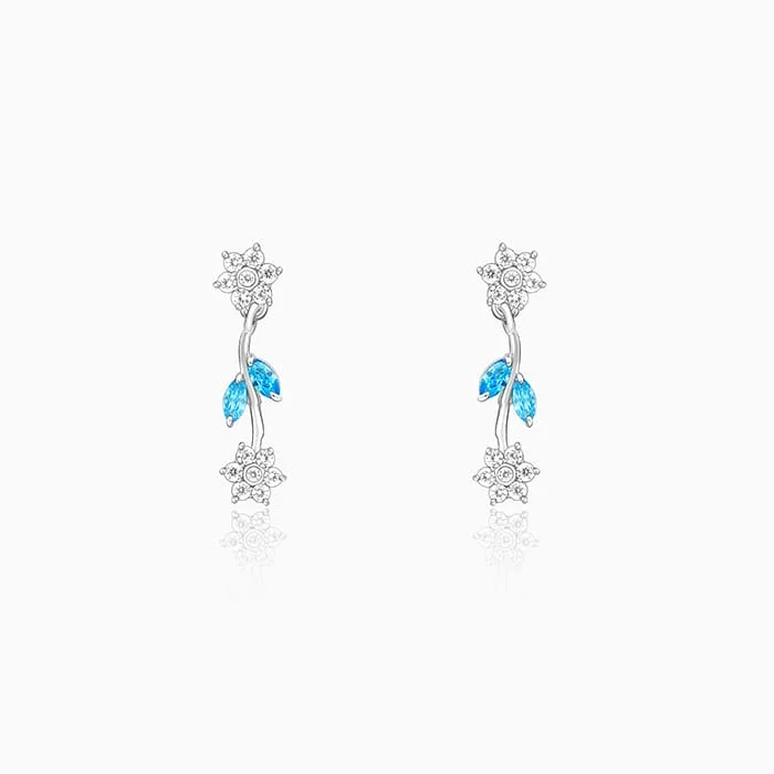 Women's Earrings – Elegant Designs for Every Personality--Silver Aqua Blue Floral Earrings Women's Earrings – Elegant Designs for Every Personality--Silver Aqua Blue Floral Earrings