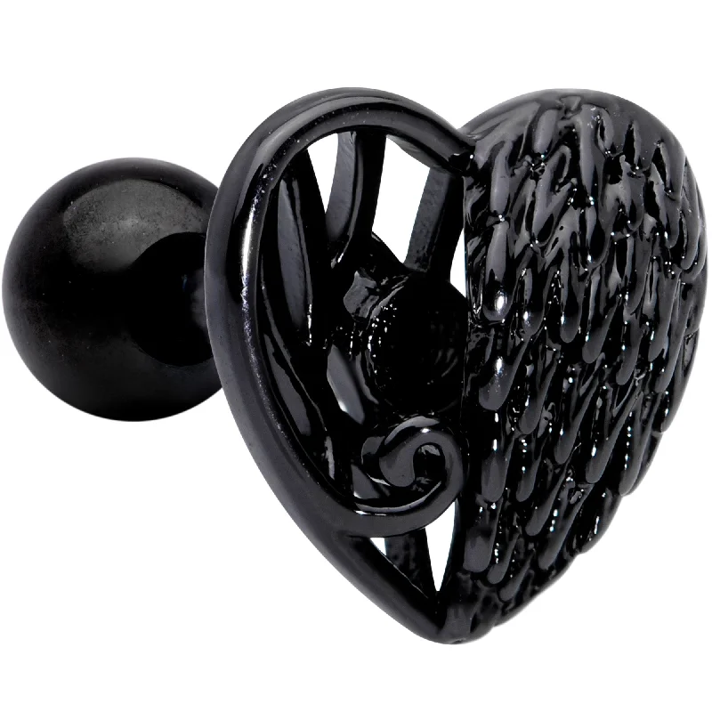 Women's Earrings – Elegant Designs for Every Personality--16 Gauge 1/4 Black Angels Wing Heart Tragus Cartilage Earring Women's Earrings – Elegant Designs for Every Personality--16 Gauge 1/4 Black Angels Wing Heart Tragus Cartilage Earring