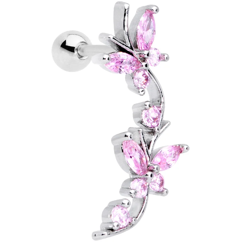 Women's Earrings – Elegant Designs for Every Personality--16 Gauge 1/4 Pink CZ Gem Butterflies Left Ear Cartilage Tragus Women's Earrings – Elegant Designs for Every Personality--16 Gauge 1/4 Pink CZ Gem Butterflies Left Ear Cartilage Tragus