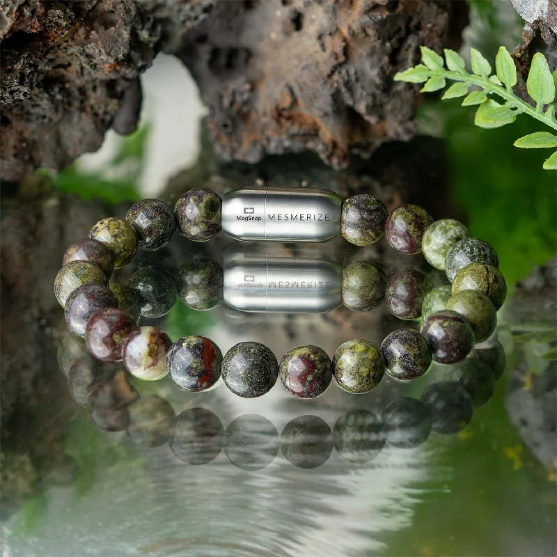 Cool Men's Leather Bracelets with Metal Details-Inner Strength Dragonblood Natural Stone Bracelet with MagSnap 2 Cool Men's Leather Bracelets with Metal Details-Inner Strength Dragonblood Natural Stone Bracelet with MagSnap 2