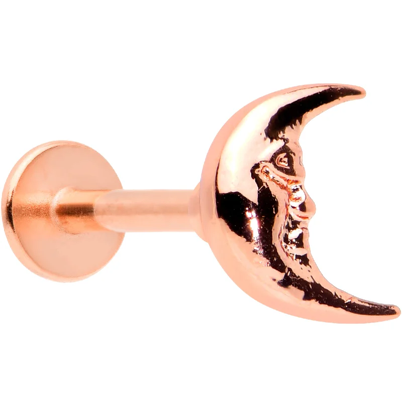 Trendy Lip Rings for Modern Style16 Gauge 5/16 Rose Gold Tone Face in the Moon Labret Monroe Tragus