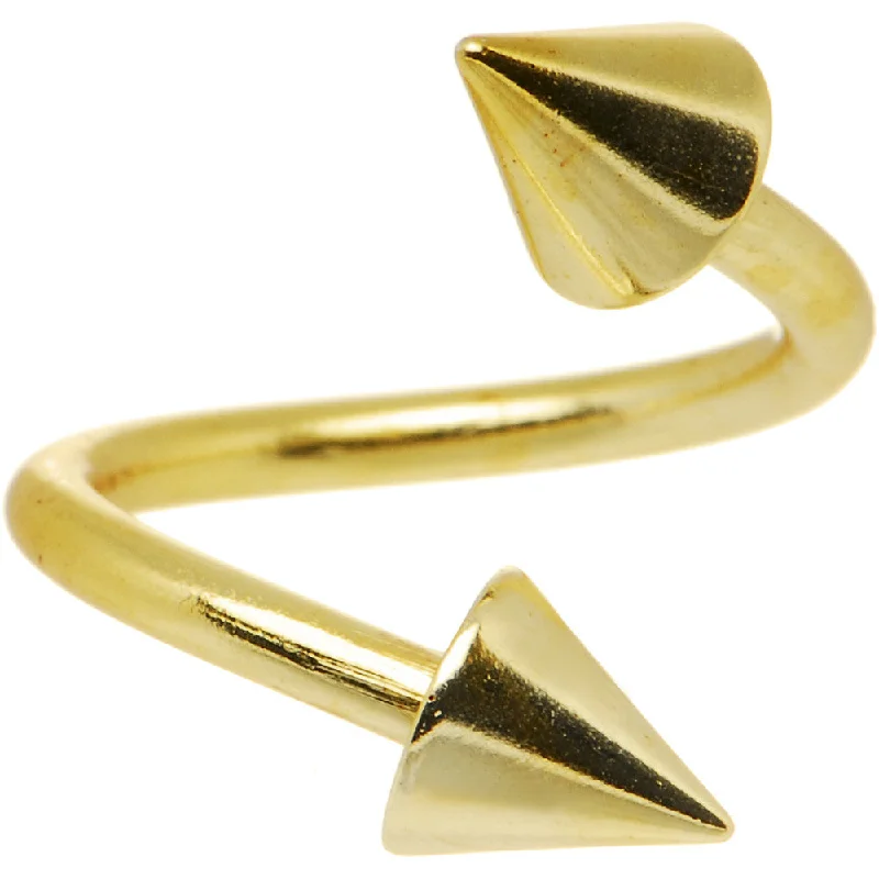 Belly Rings for Special Occasions -14 Gauge Gold Tone Electro Titanium Cone Spiral Twister Belly Ring