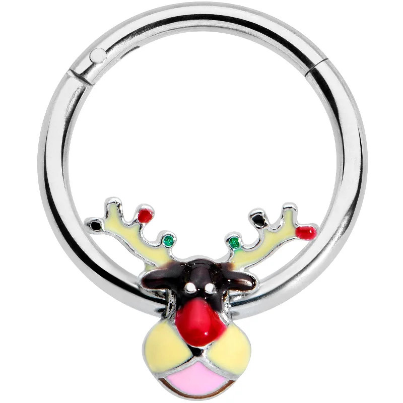 Nose Rings for Yoga and Meditation -16 Gauge 3/8 Colorful Reindeer Christmas Hinged Segment Ring Nose Rings for Yoga and Meditation -16 Gauge 3/8 Colorful Reindeer Christmas Hinged Segment Ring