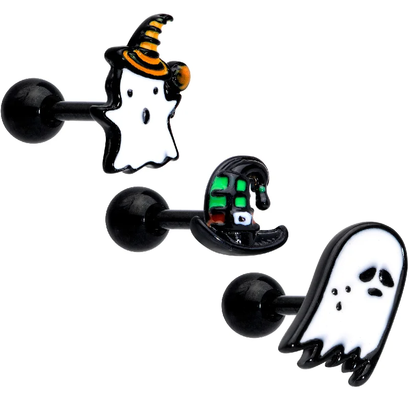 Women's Earrings – Elegant Designs for Every Personality--16 Gauge 1/4 Black Hat Sad Ghost Halloween Cartilage Tragus Set of 3 Women's Earrings – Elegant Designs for Every Personality--16 Gauge 1/4 Black Hat Sad Ghost Halloween Cartilage Tragus Set of 3