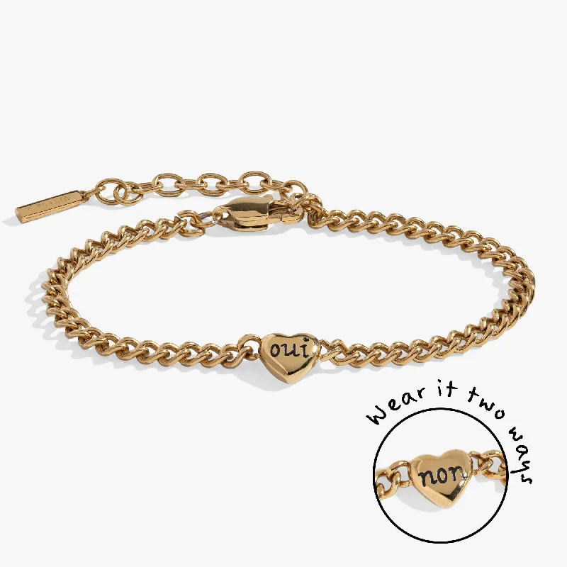 Bridal Bangle Sets for Women-Oui & Non Reversible Heart Inline Bracelet