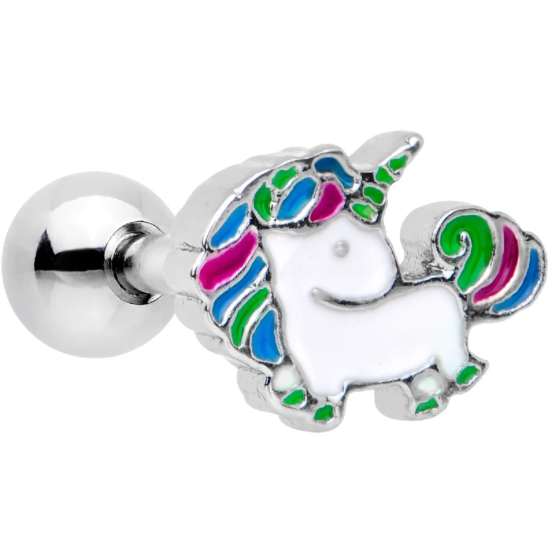 Women's Earrings – Elegant Designs for Every Personality--16 Gauge 1/4 Rad Rainbow Unicorn Cartilage Tragus Earring