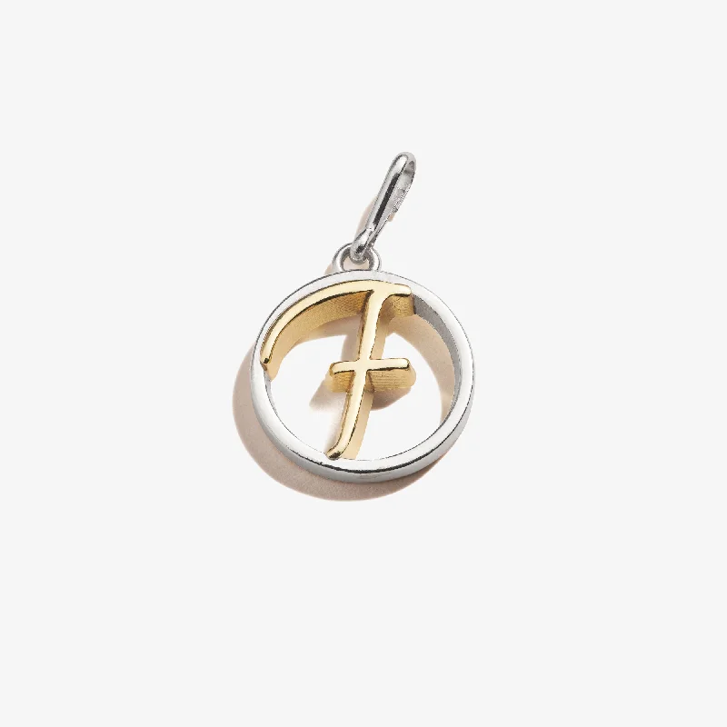 Shop Classic Women's  Necklaces & Pendants with a Modern Twist-Initial F Charm, Two-Tone