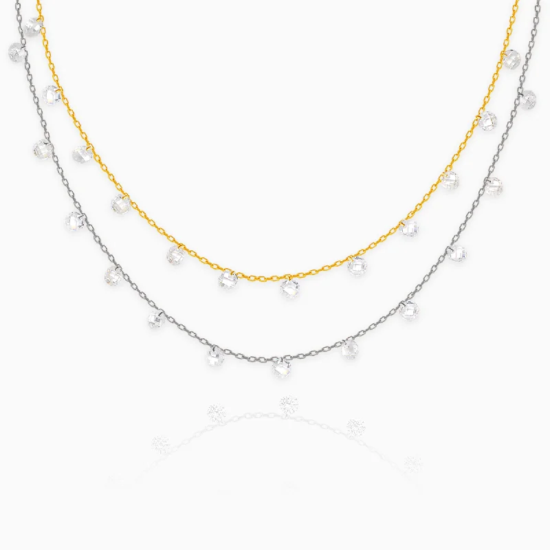 Shop Classic Women's Necklaces & Pendants with a Modern Twist-Silver Gold Layered Queens Necklace Shop Classic Women's Necklaces & Pendants with a Modern Twist-Silver Gold Layered Queens Necklace