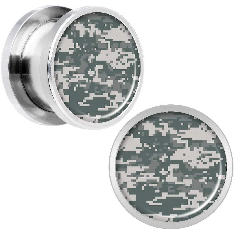 Women's Earrings – Elegant Designs for Every Personality--Digital Camo Print Steel Screw Fit Plug Set 1/2