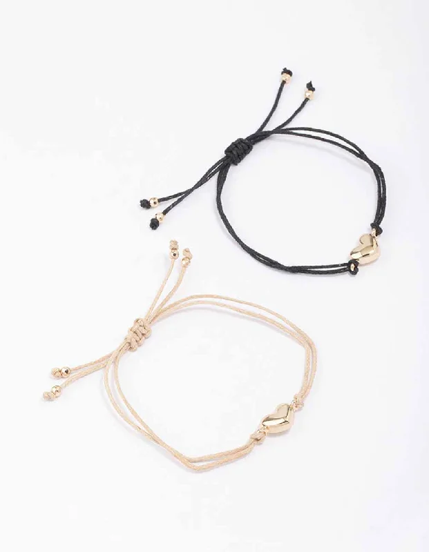 Women's Bangles for Evening Wear-Gold Rope Heart Bracelet