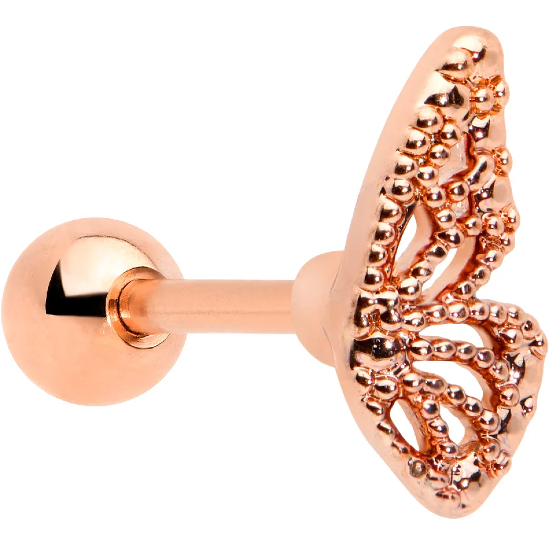 Women's Earrings – Elegant Designs for Every Personality--16 Gauge 1/4 Rose Gold Tone Textured Butterfly Cartilage Tragus Earring Women's Earrings – Elegant Designs for Every Personality--16 Gauge 1/4 Rose Gold Tone Textured Butterfly Cartilage Tragus Earring