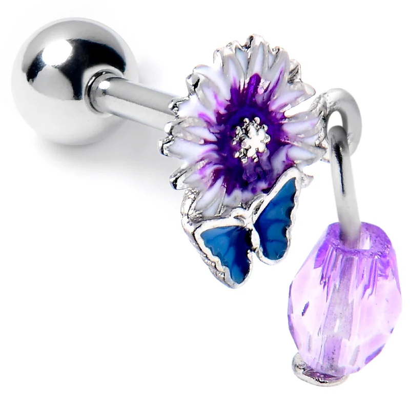 Women's Earrings – Elegant Designs for Every Personality--16 Gauge 1/4 Purple Gem Passion Flower Butterfly Cartilage Earring Women's Earrings – Elegant Designs for Every Personality--16 Gauge 1/4 Purple Gem Passion Flower Butterfly Cartilage Earring