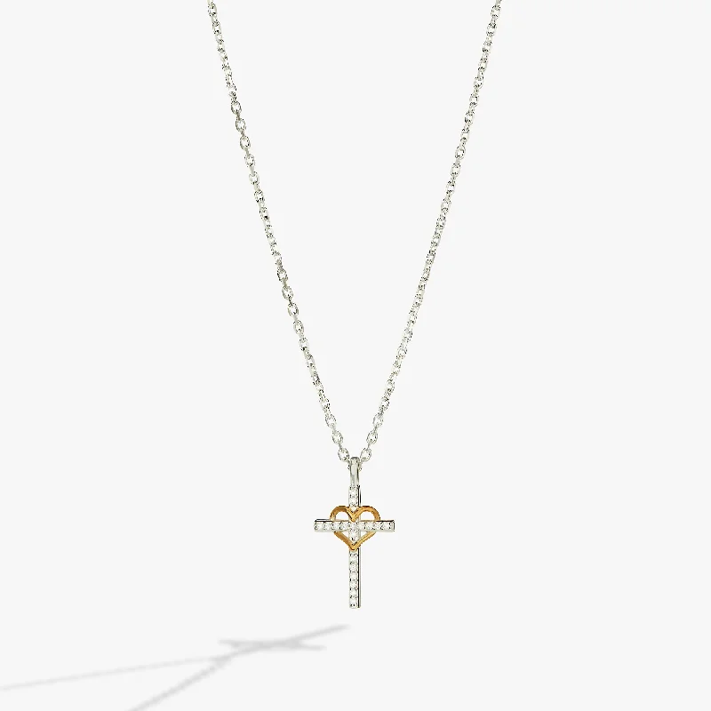 Shop Classic Women's Necklaces & Pendants with a Modern Twist-Cross And Heart Necklace, Sterling Silver Shop Classic Women's Necklaces & Pendants with a Modern Twist-Cross And Heart Necklace, Sterling Silver