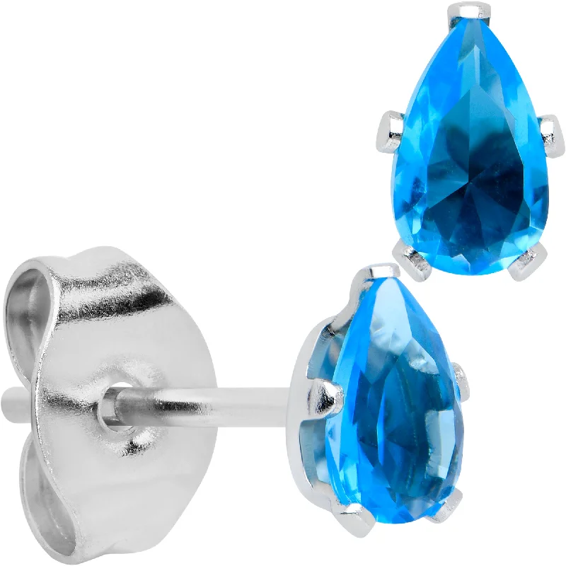 Women's Earrings – Elegant Designs for Every Personality--CZ Teardrop Aqua Stainless Steel Stud Earrings 3mm to 7mm Women's Earrings – Elegant Designs for Every Personality--CZ Teardrop Aqua Stainless Steel Stud Earrings 3mm to 7mm