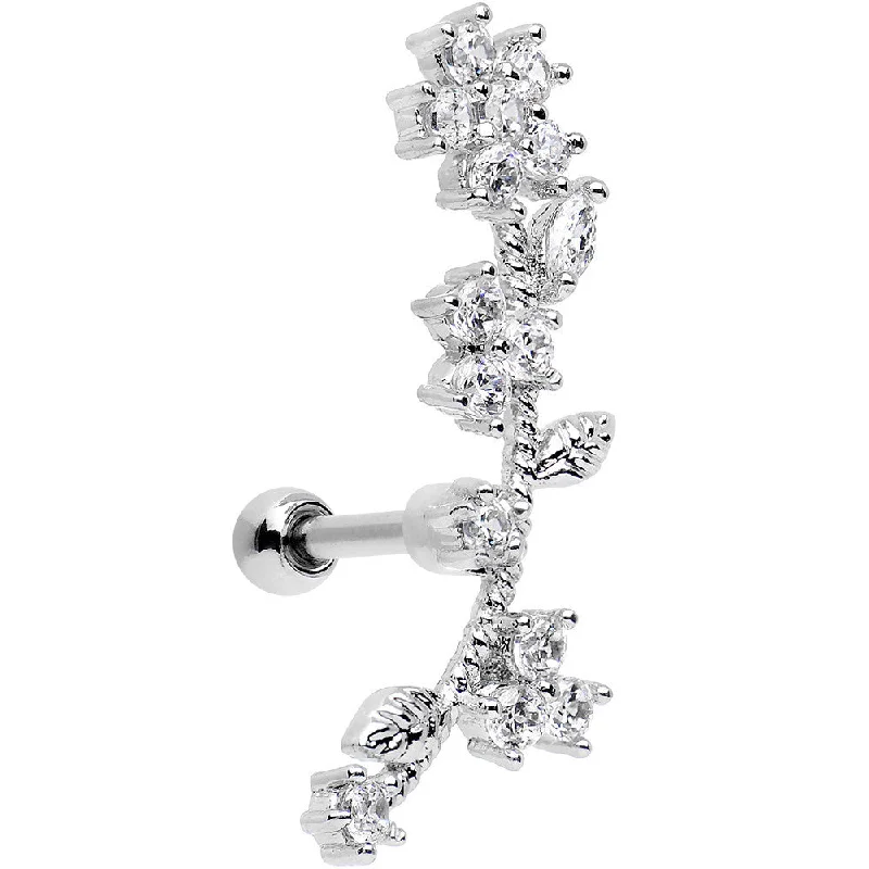 Women's Earrings – Elegant Designs for Every Personality--Stainless Steel CZ Flower Vine Left Tragus Cartilage Earring Women's Earrings – Elegant Designs for Every Personality--Stainless Steel CZ Flower Vine Left Tragus Cartilage Earring