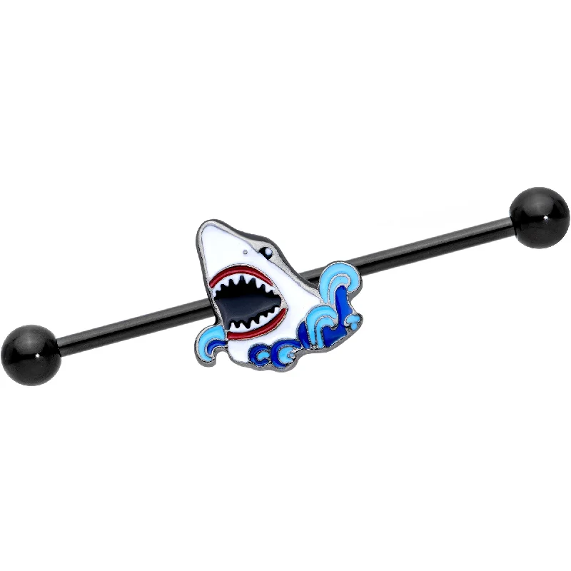 Women's Earrings – Elegant Designs for Every Personality--14 Gauge Black Shark Bite Industrial Barbell 38mm