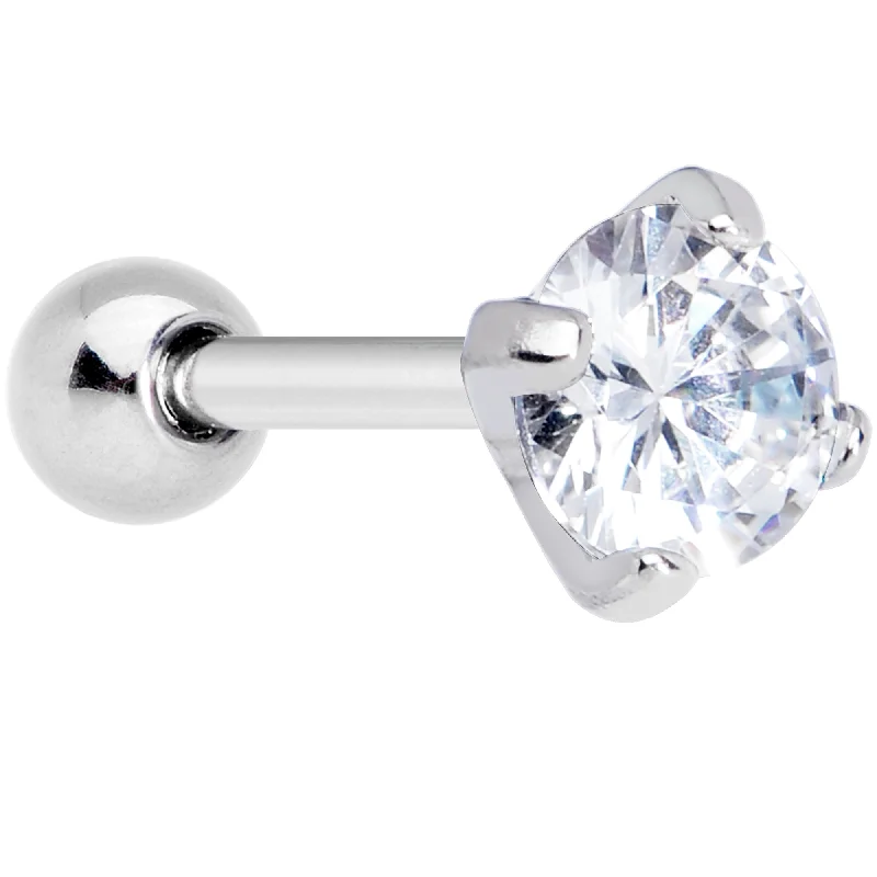 Women's Earrings – Elegant Designs for Every Personality--18 Gauge 1/4 Clear CZ Gem G23 Titanium 4mm Cartilage Tragus Earring