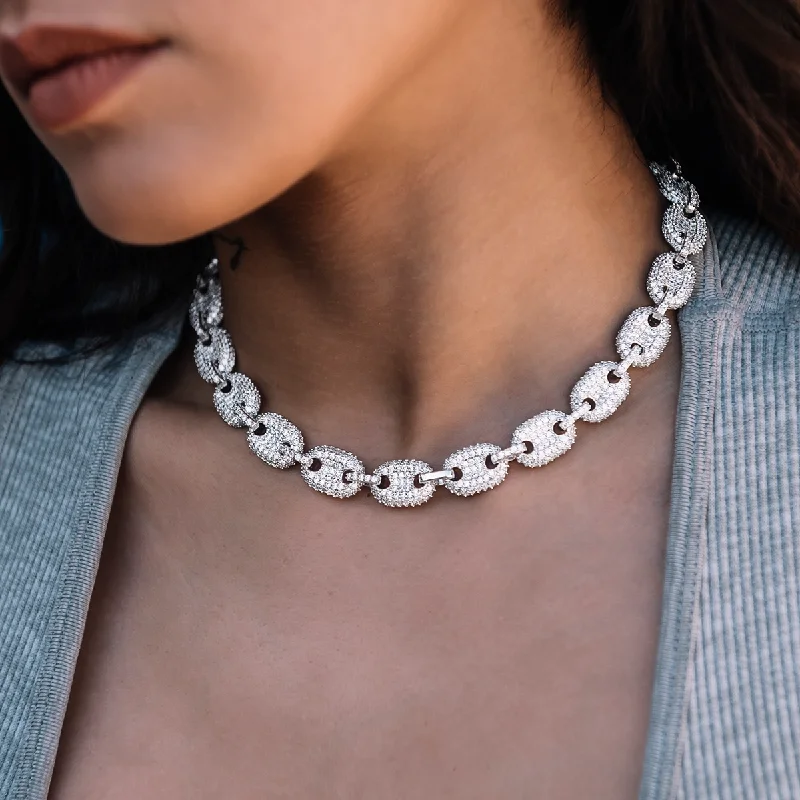 Shop Classic Women's Necklaces & Pendants with a Modern Twist-Diamond Puffed Mariner Necklace in White Gold- 12mm Shop Classic Women's Necklaces & Pendants with a Modern Twist-Diamond Puffed Mariner Necklace in White Gold- 12mm