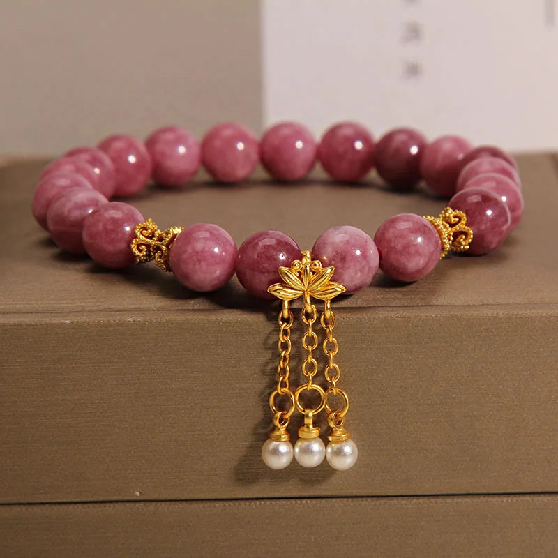 Embellished Bangles for Women-Buddha Stones Pink Tourmaline Lotus Flower Positive Bracelet Embellished Bangles for Women-Buddha Stones Pink Tourmaline Lotus Flower Positive Bracelet