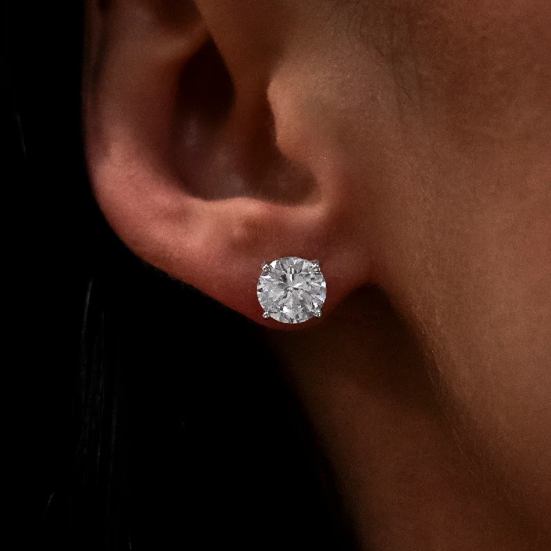 Women's Earrings – Elegant Designs for Every Personality--8mm Round Cut Diamond Stud Earrings in White Gold