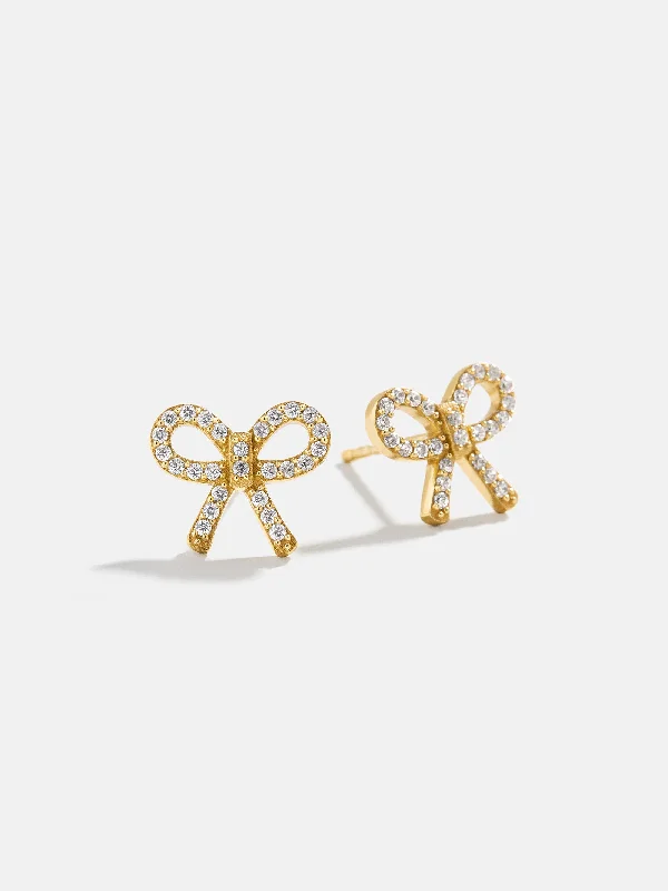Women's Earrings – Elegant Designs for Every Personality--18K Gold Bow Earrings - Gold/Pavé