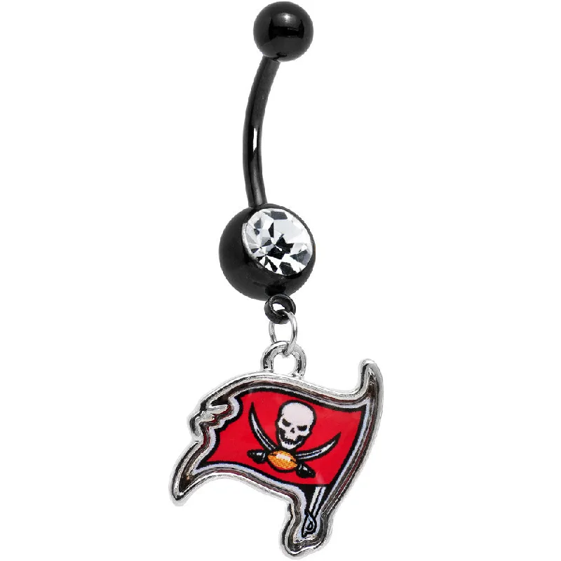 Gold Belly Rings for a Touch of Luxury -Officially Licensed NFL Clear Tampa Bay Buccaneers Dangle Belly Ring Gold Belly Rings for a Touch of Luxury -Officially Licensed NFL Clear Tampa Bay Buccaneers Dangle Belly Ring