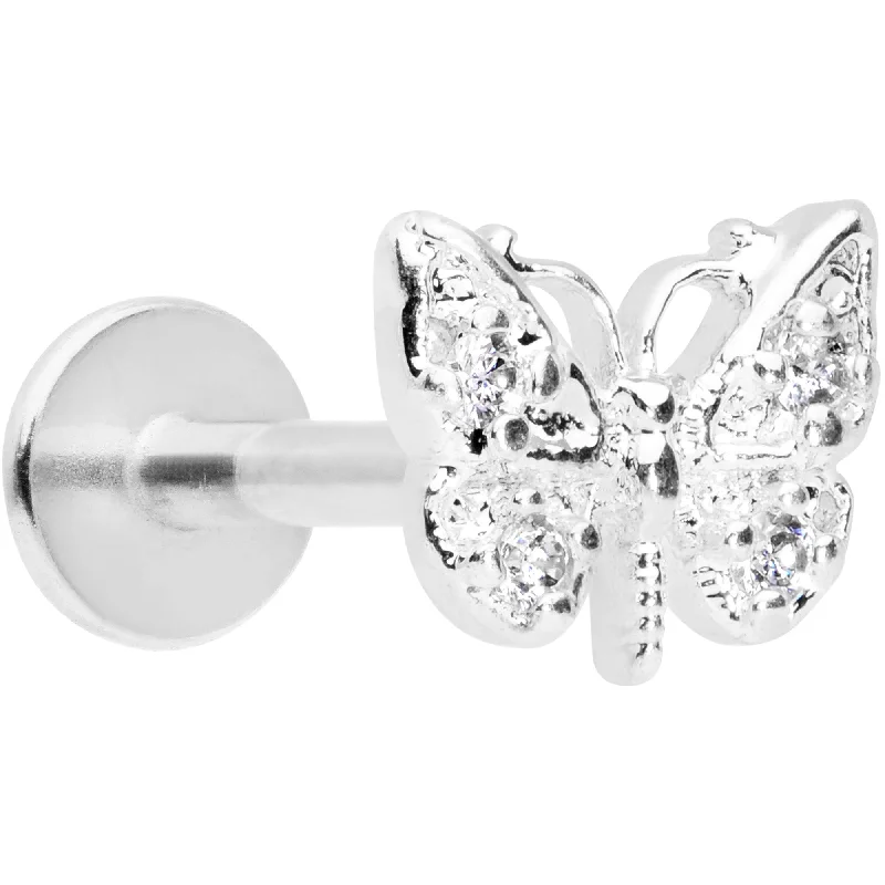 Statement Lip Rings for Trendsetters16 Gauge 5/16 Clear Gem Butterfly Labret Monroe Tragus Statement Lip Rings for Trendsetters16 Gauge 5/16 Clear Gem Butterfly Labret Monroe Tragus