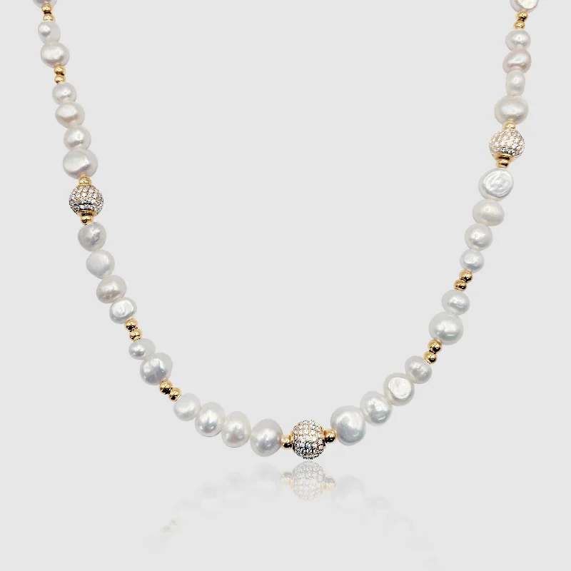Exclusive Men's Necklaces & Pendants for the Modern Gentleman-Iced Beaded Real Pearl Necklace (Gold) Exclusive Men's Necklaces & Pendants for the Modern Gentleman-Iced Beaded Real Pearl Necklace (Gold)