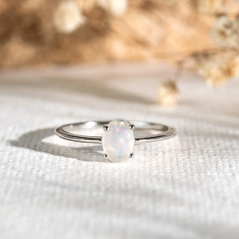 Chic Women's Rings for Fashion-Forward Looks-Opal Ring Silver - Isabel