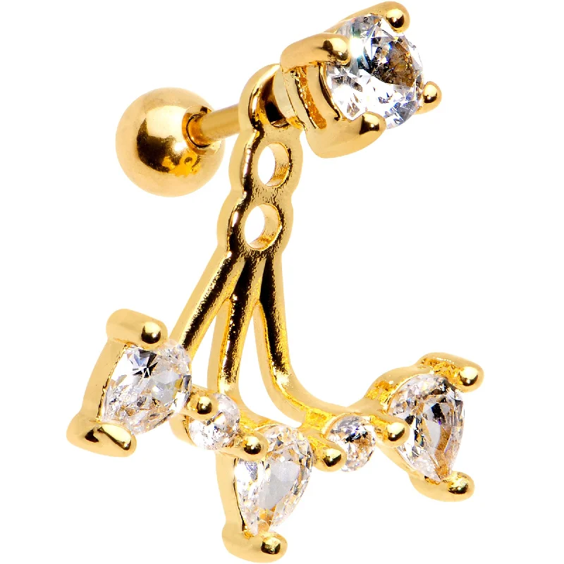 Women's Earrings – Elegant Designs for Every Personality--1/4 Clear CZ Gem Gold PVD Fan Dangle Cartilage Tragus Piercing Women's Earrings – Elegant Designs for Every Personality--1/4 Clear CZ Gem Gold PVD Fan Dangle Cartilage Tragus Piercing