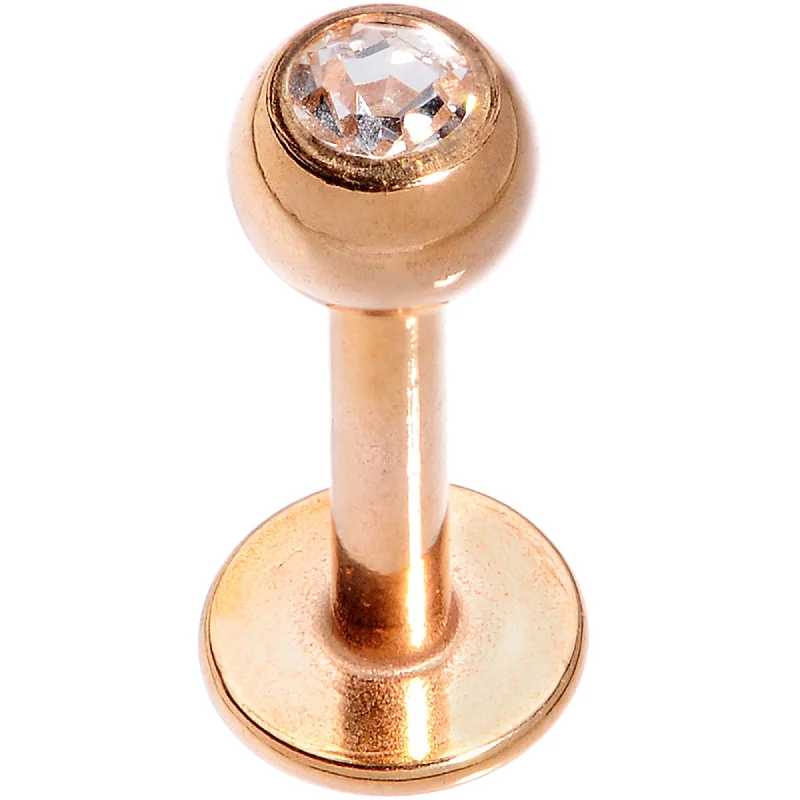 Elegant Lip Rings with Bold Touches16 Gauge 1/4 Clear Press Fit Gem Rose Gold IP Tragus Labret Monroe Elegant Lip Rings with Bold Touches16 Gauge 1/4 Clear Press Fit Gem Rose Gold IP Tragus Labret Monroe