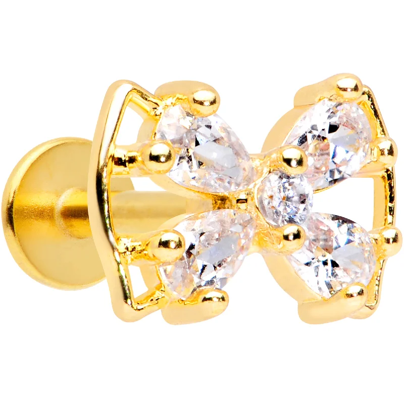 Lip Rings with Unique Features for Custom Style16 Gauge 5/16 Clear CZ Gem Gold Tone Beauty Bow Labret Monroe Tragus Lip Rings with Unique Features for Custom Style16 Gauge 5/16 Clear CZ Gem Gold Tone Beauty Bow Labret Monroe Tragus