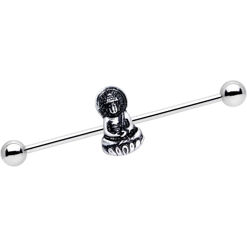Women's Earrings – Elegant Designs for Every Personality--Buddha Mantra Industrial Barbell 38mm Women's Earrings – Elegant Designs for Every Personality--Buddha Mantra Industrial Barbell 38mm