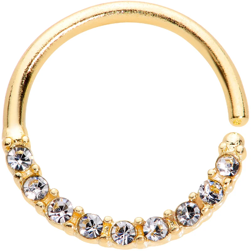 Women's Earrings – Elegant Designs for Every Personality--16 Gauge 3/8 Clear Gem Gold Tone Simple Elegance Seamless Circular Ring Women's Earrings – Elegant Designs for Every Personality--16 Gauge 3/8 Clear Gem Gold Tone Simple Elegance Seamless Circular Ring